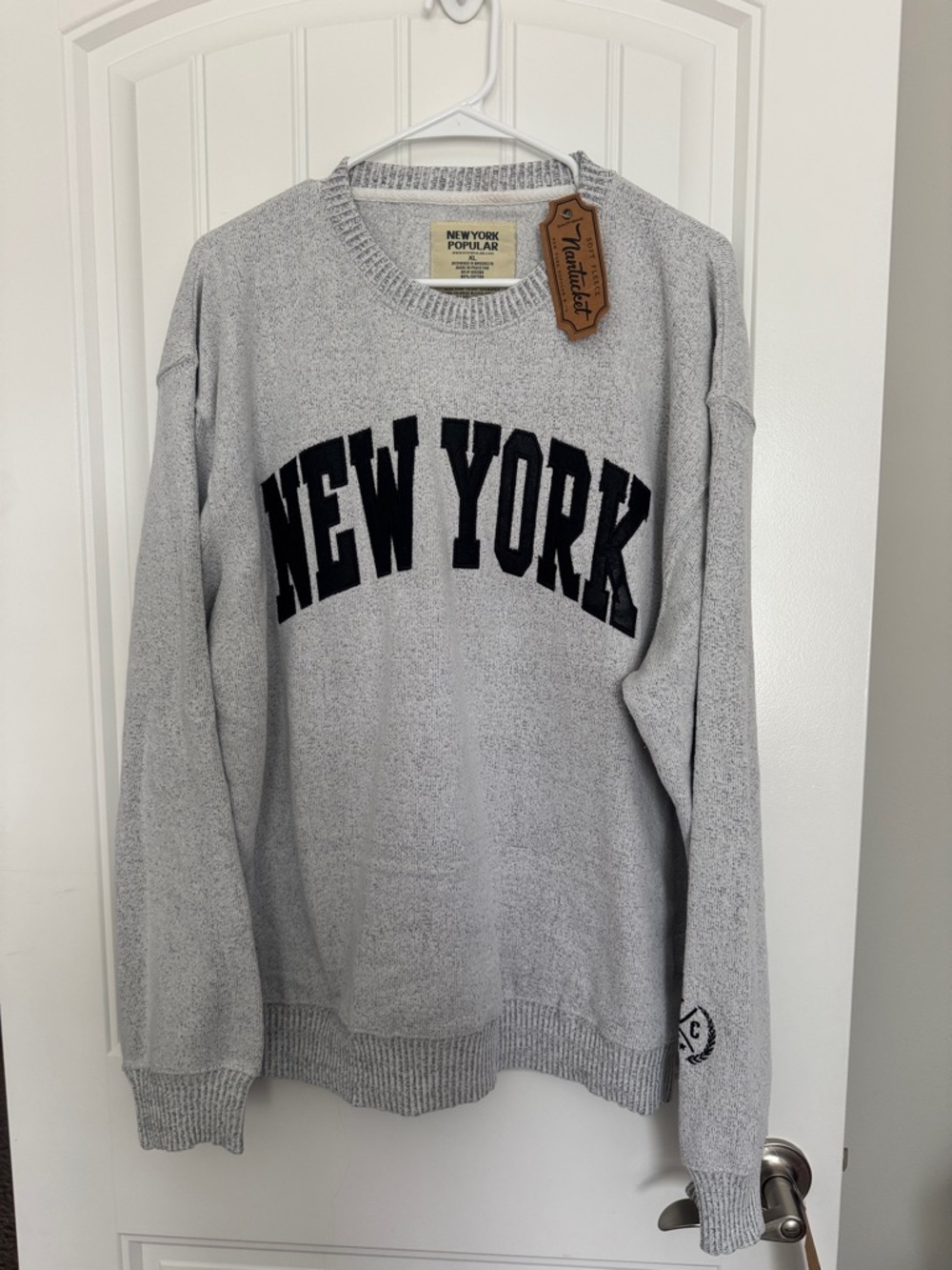 New York Gray Crewneck Sweater by New York Popular